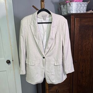 🤎 H&M Linen-Blend Single Button Blazer — Size Medium